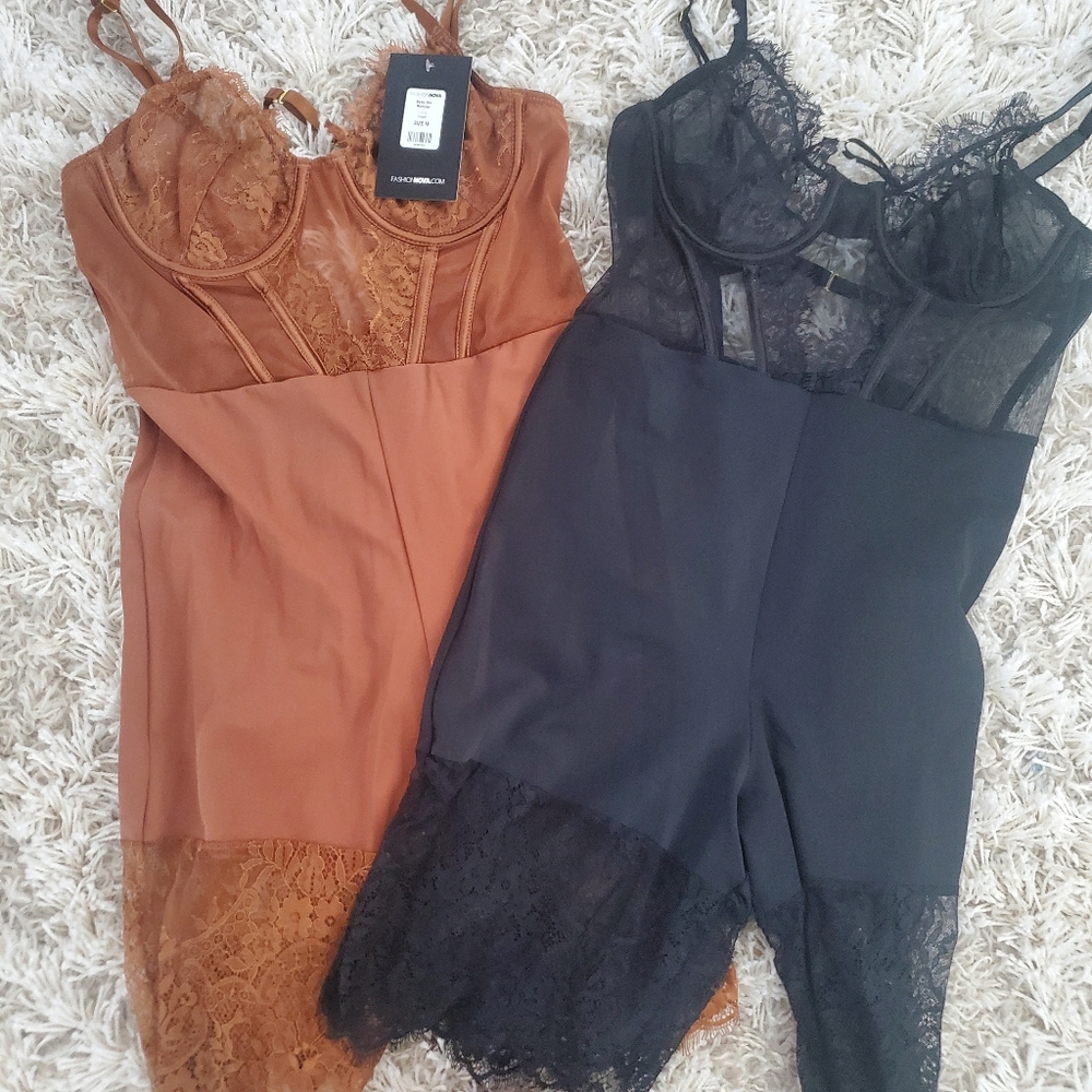 2 beautiful ladies romper..selling as a set. Brown is brand new..black worn once
